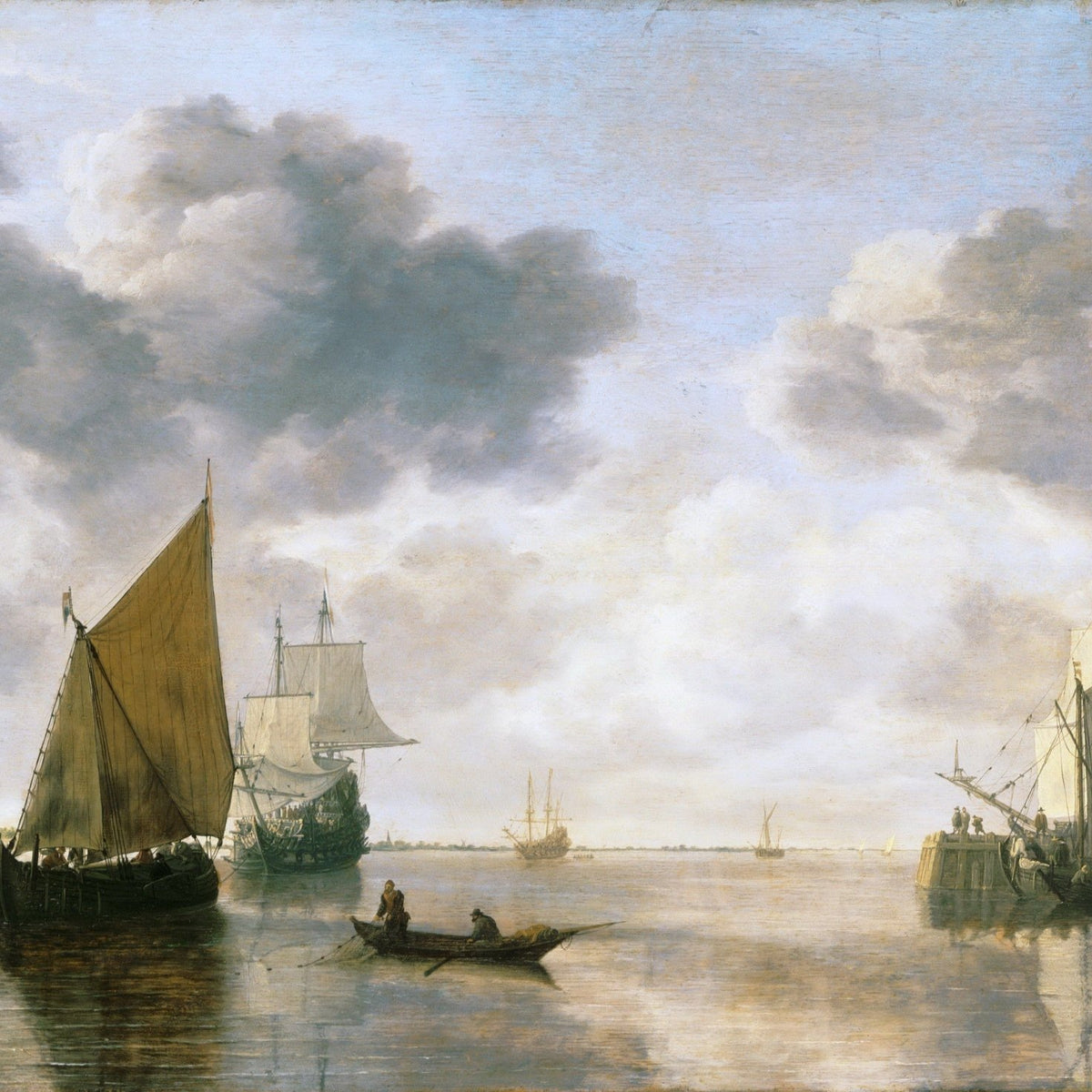 Nautical Oil Paintings - Calm Harbor with Dutch Sailing Ships - Oil Painting Haven