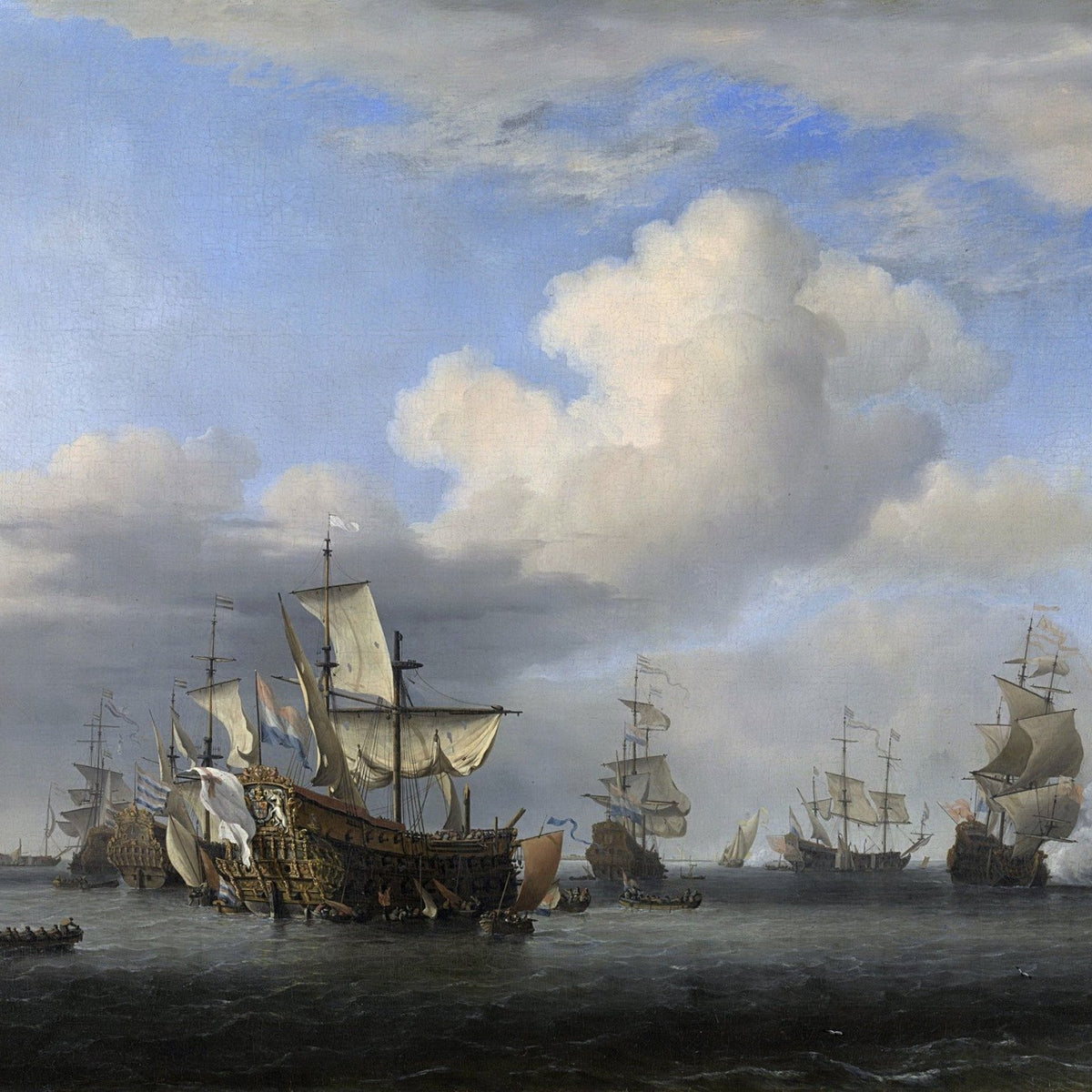Nautical Oil Paintings - Captured Warships after Sea Battle - Oil Painting Haven