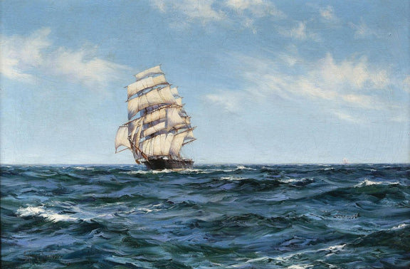 Nautical Oil Paintings - Clipper Ship on Open Sea - Oil Painting Haven
