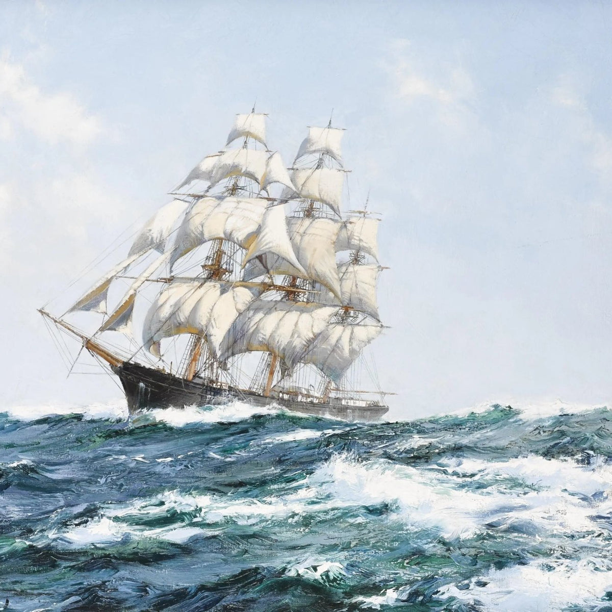 Nautical Oil Paintings - Clipper Ship on Stormy Sea - Oil Painting Haven