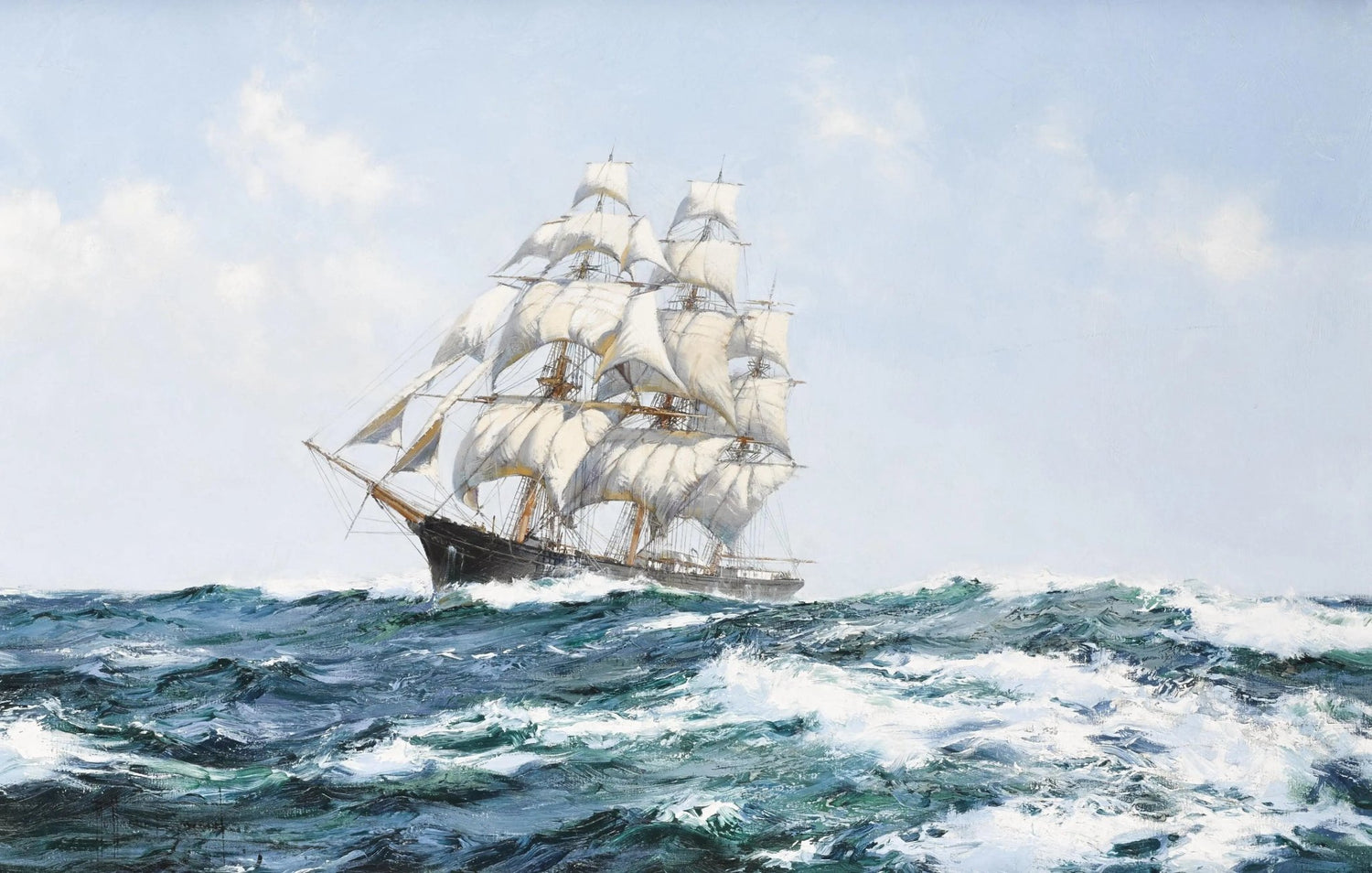 Nautical Oil Paintings - Clipper Ship on Stormy Sea - Oil Painting Haven
