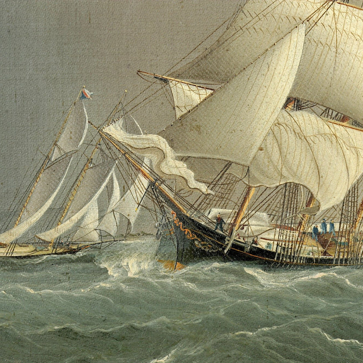 Nautical Oil Paintings - Clipper Ships Racing on Open Sea - Oil Painting Haven