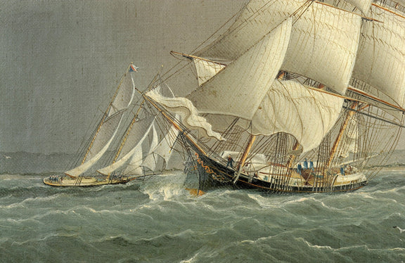 Nautical Oil Paintings - Clipper Ships Racing on Open Sea - Oil Painting Haven