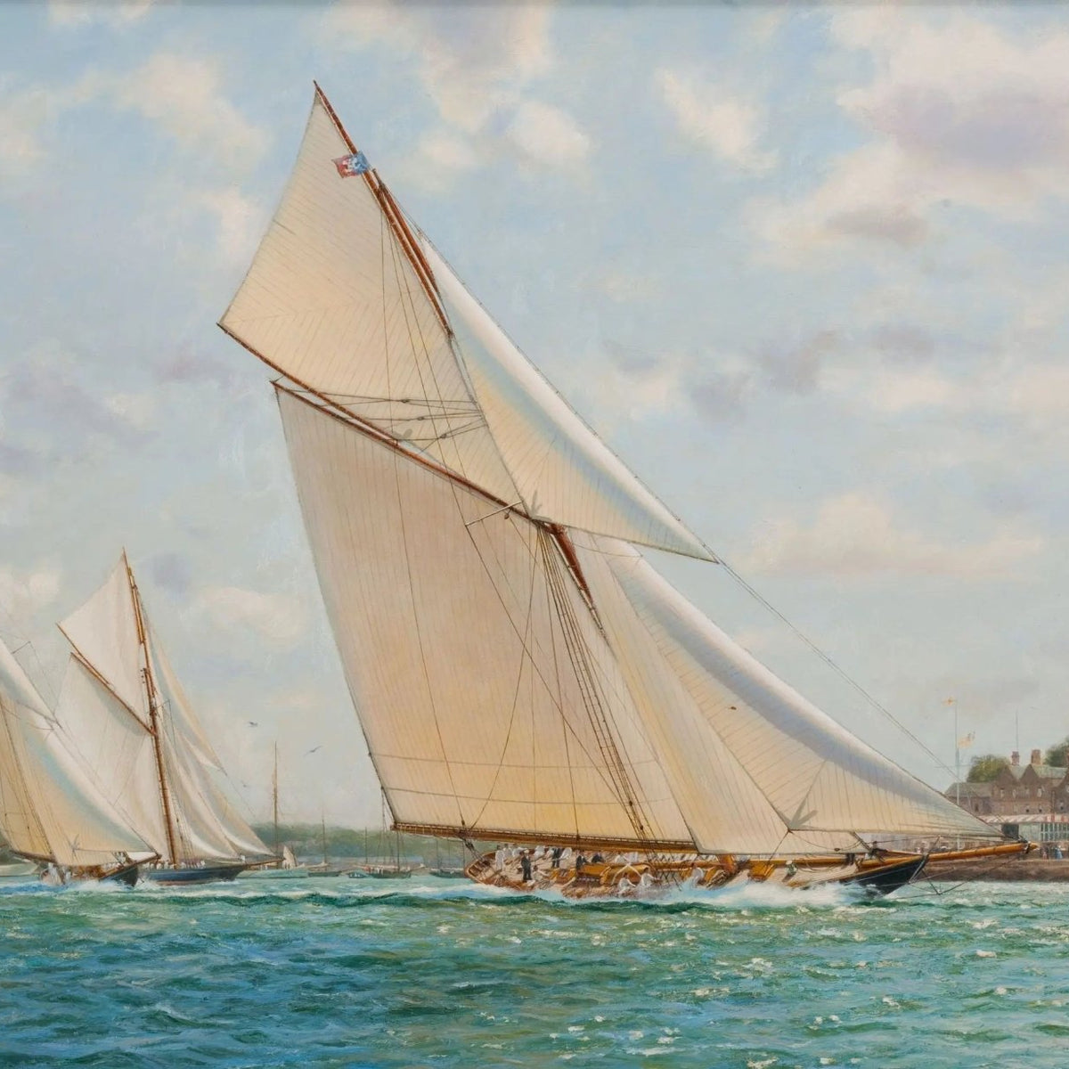 Nautical Oil Paintings - Coastal Regatta Sailboats Racing Wall Art - Oil Painting Haven