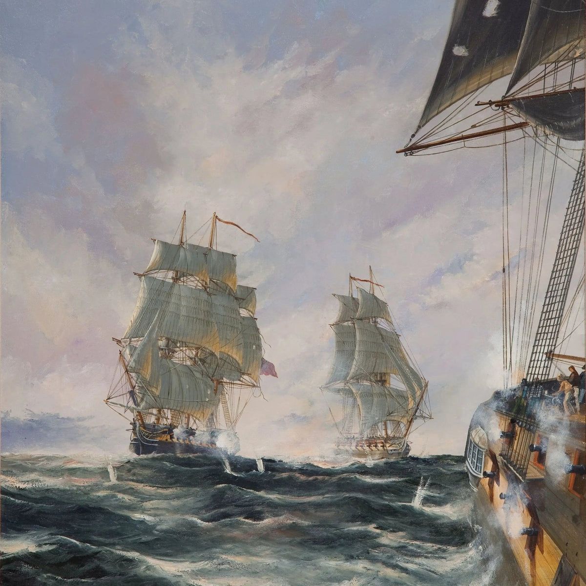 Nautical Oil Paintings - Dramatic Naval Battle at Sea Wall Art - Oil Painting Haven