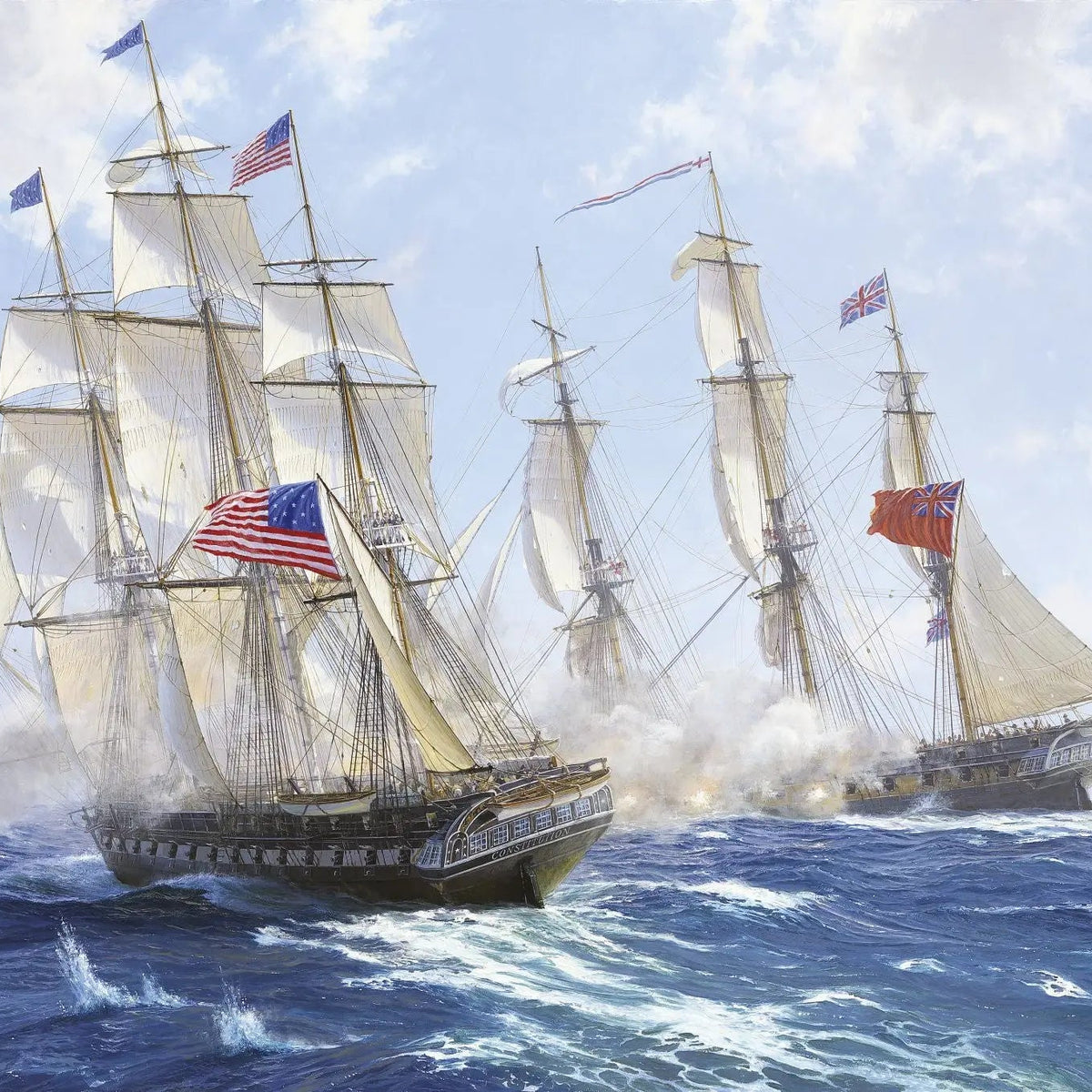 Nautical Oil Paintings - Dramatic Naval Battle Scene Wall Art - Oil Painting Haven