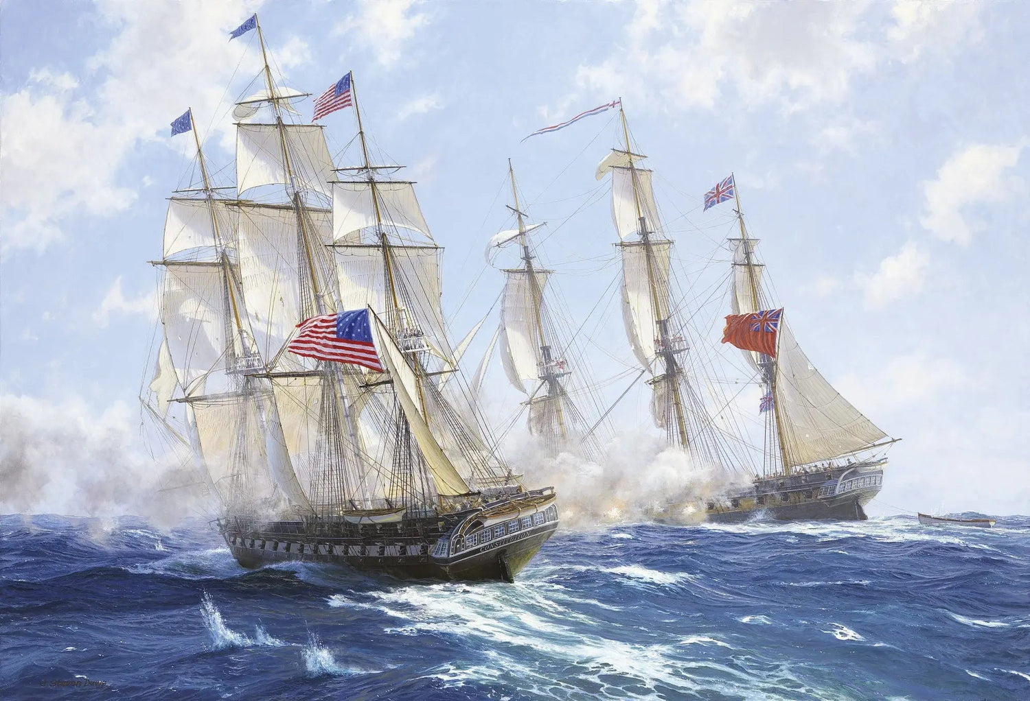 Nautical Oil Paintings - Dramatic Naval Battle Scene Wall Art - Oil Painting Haven