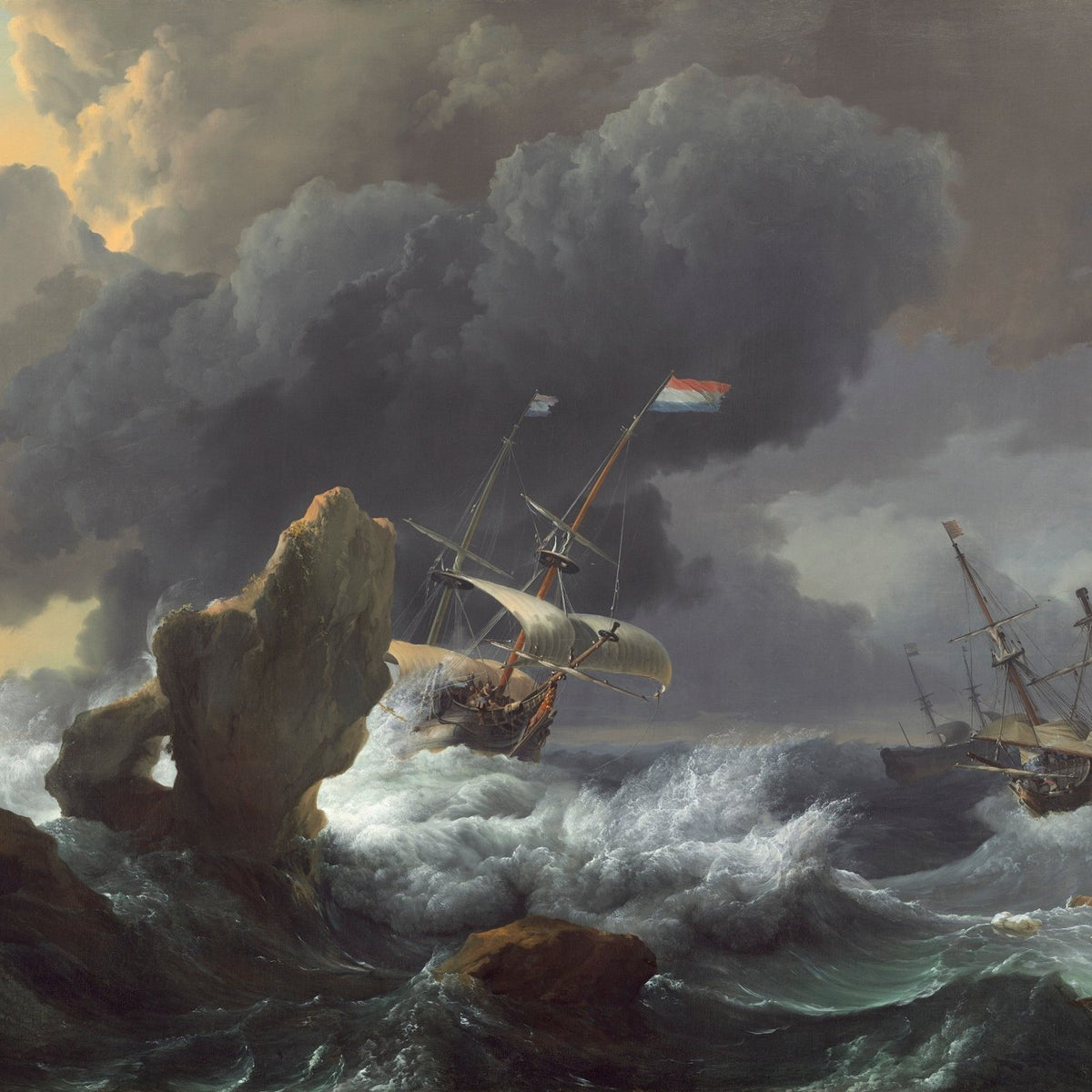 Nautical Oil Paintings - Dramatic Shipwreck in Stormy Sea - Oil Painting Haven