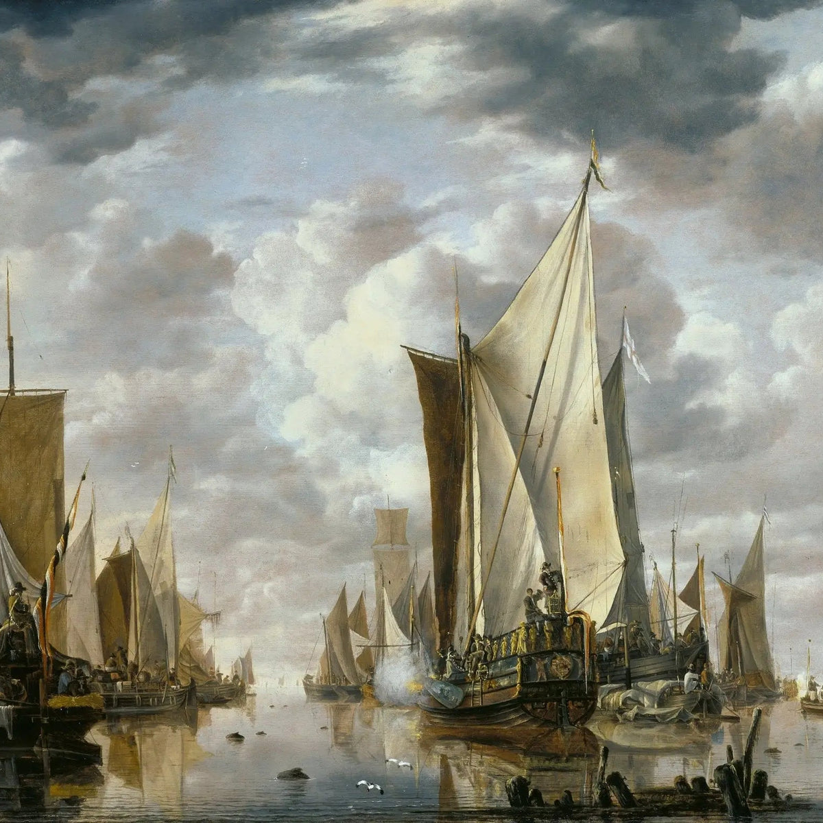 Nautical Oil Paintings - Dutch Fleet in Calm Waters - Oil Painting Haven