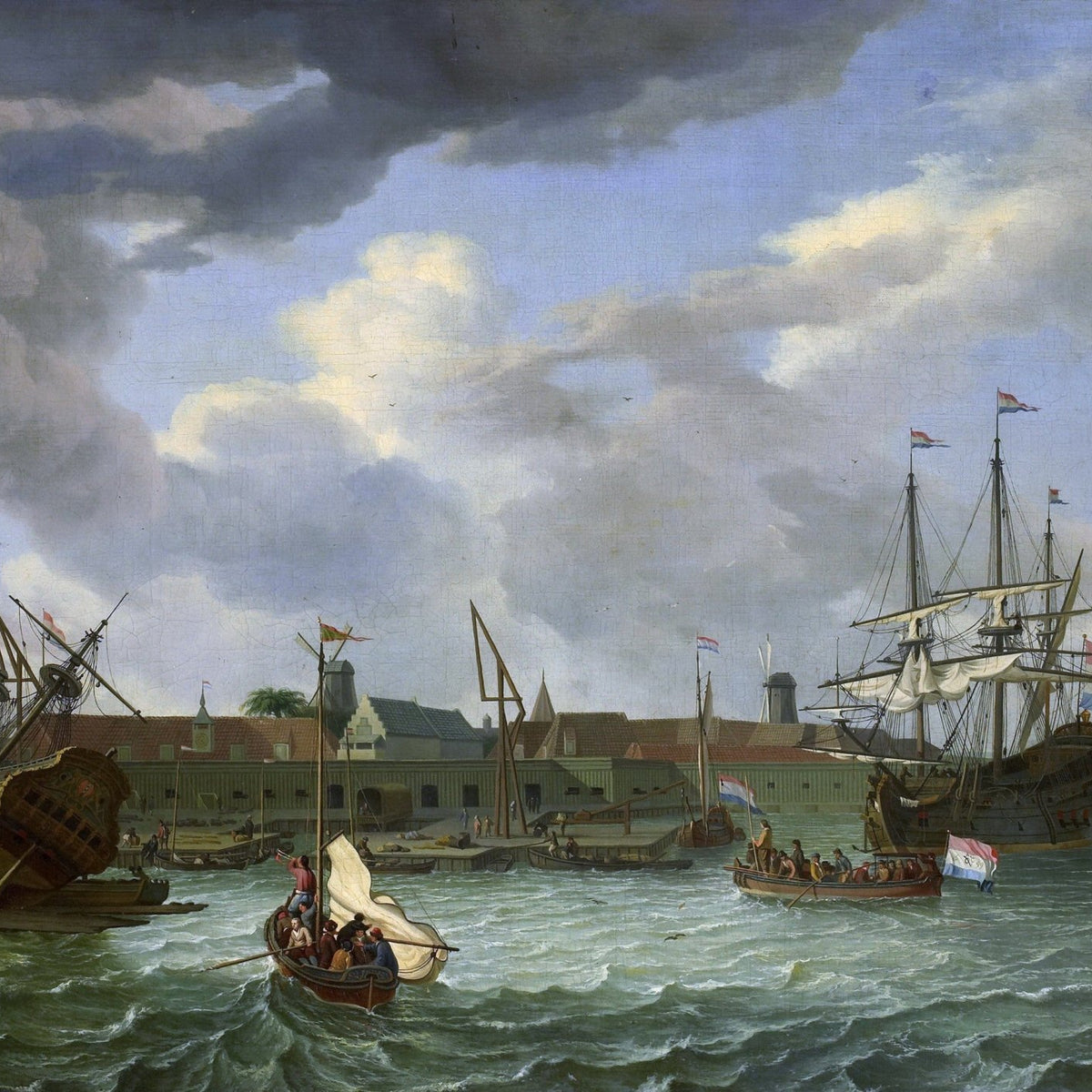 Nautical Oil Paintings - Dutch Harbor at Batavia Shipyard - Oil Painting Haven