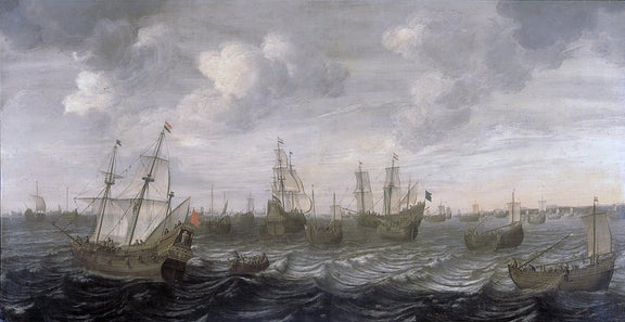Nautical Oil Paintings - Dutch Herring Fleet in Rough Sea - Oil Painting Haven