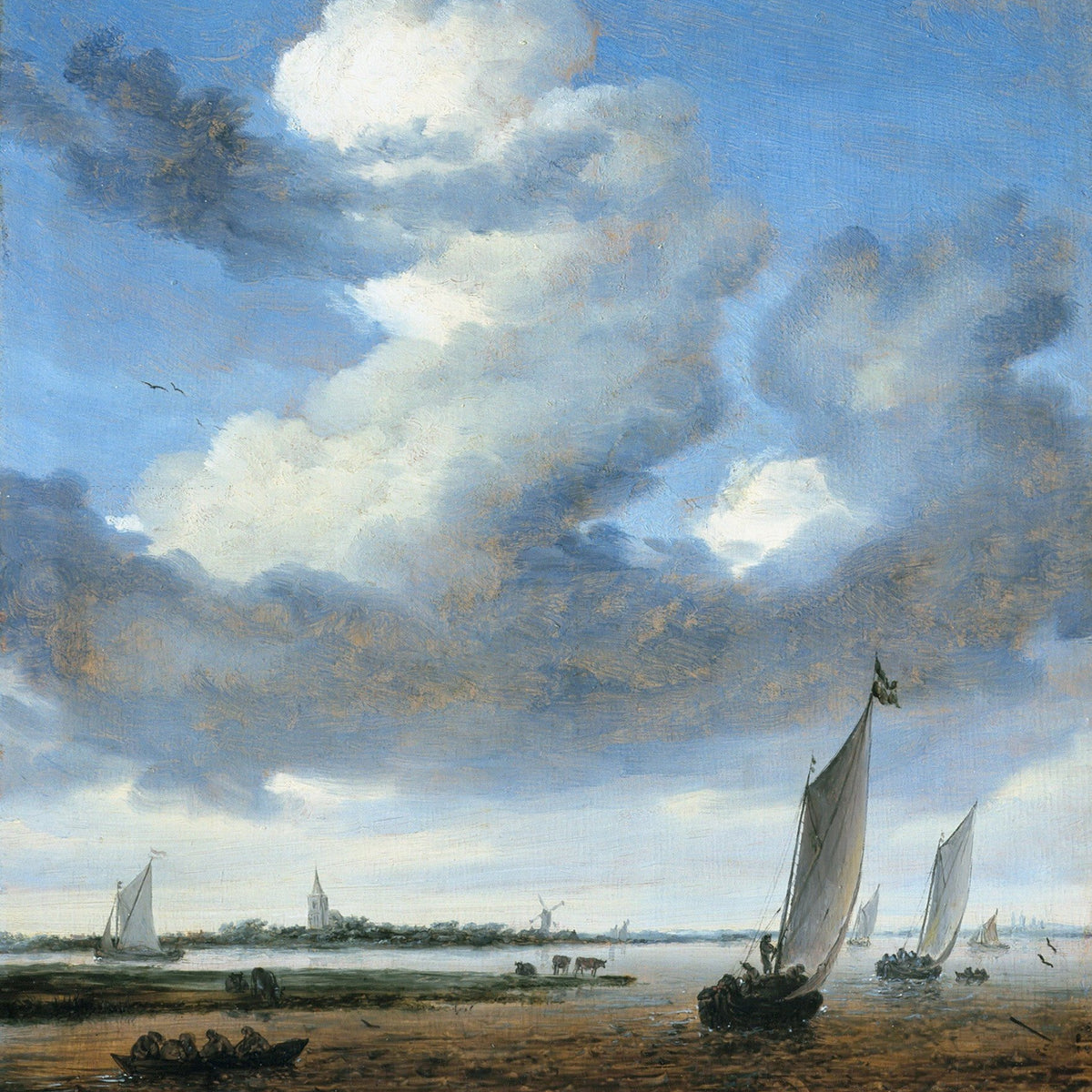 Nautical Oil Paintings - Dutch Sailboats near Beverwijk Shore - Oil Painting Haven