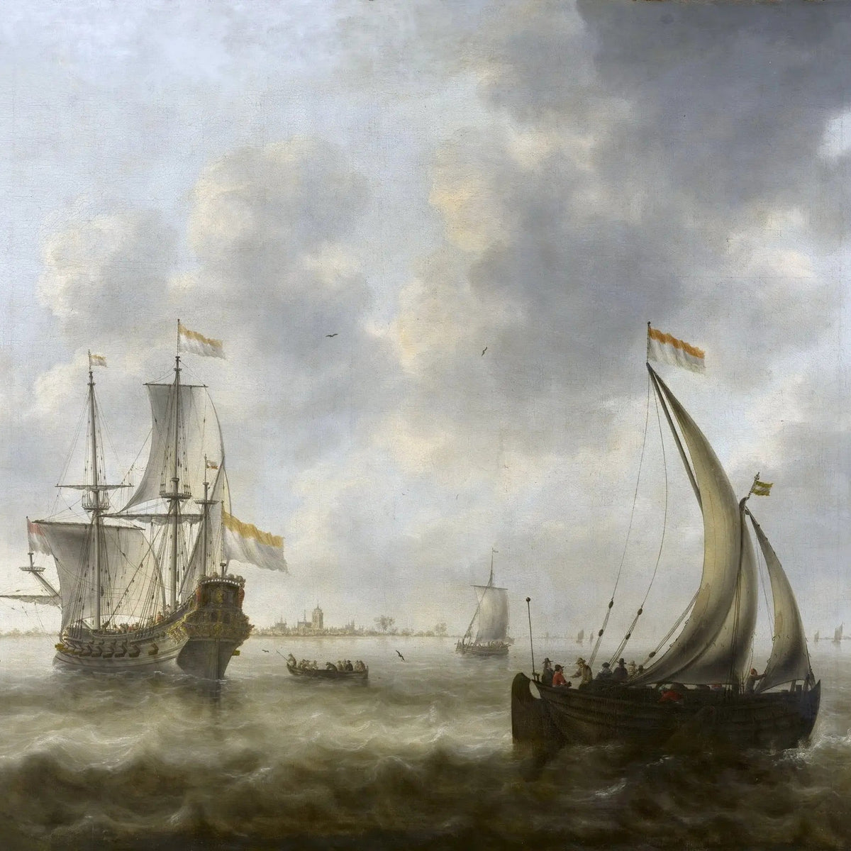 Nautical Oil Paintings - Dutch Ships on Stormy Waters - Oil Painting Haven