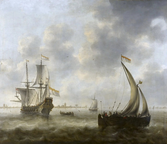 Nautical Oil Paintings - Dutch Ships on Stormy Waters - Oil Painting Haven
