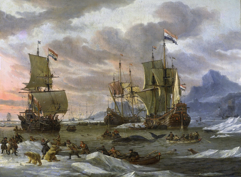 Nautical Oil Paintings - Dutch Whaling Ships in Arctic Waters - Oil Painting Haven