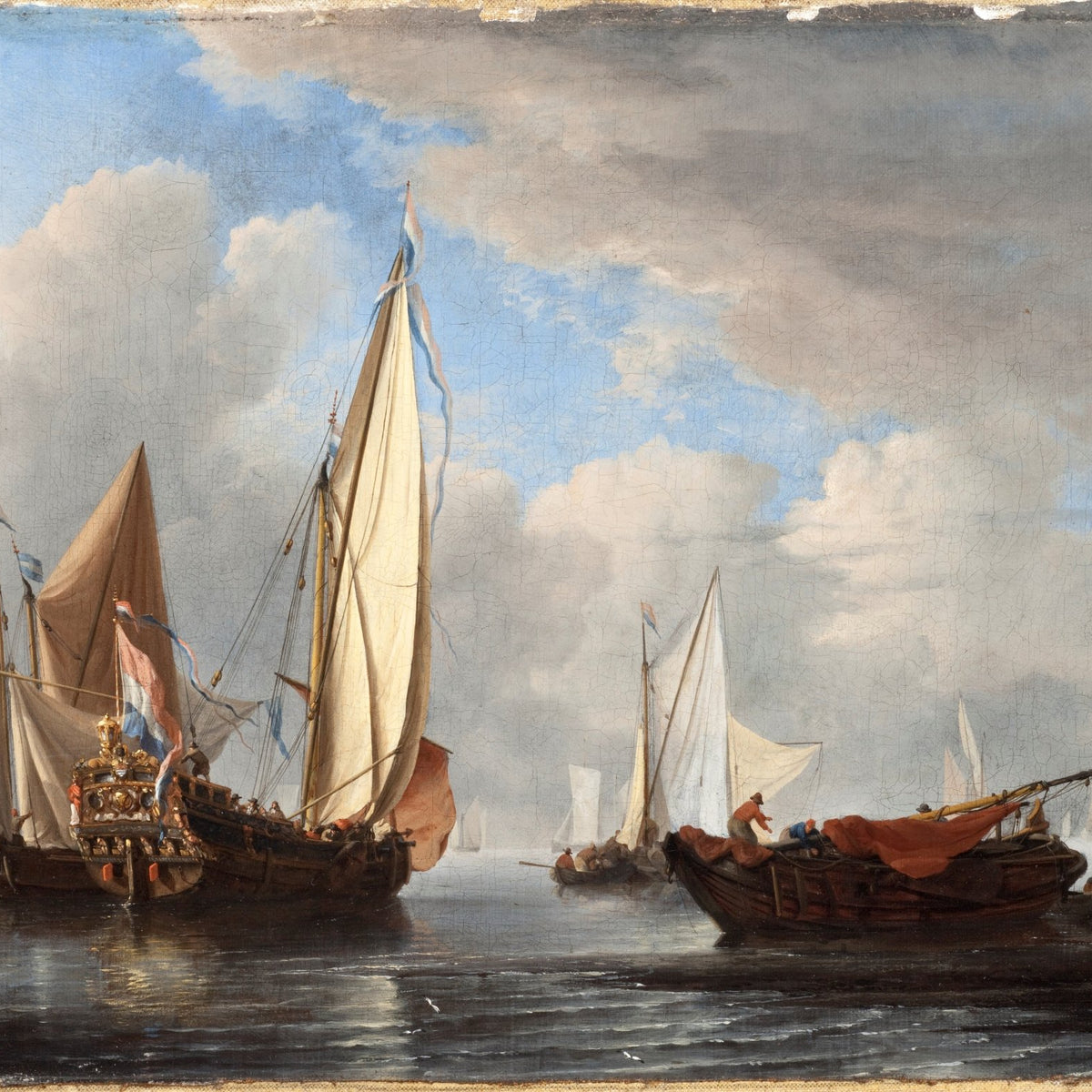 Nautical Oil Paintings - Dutch Yacht and Vessels in Calm Sea - Oil Painting Haven