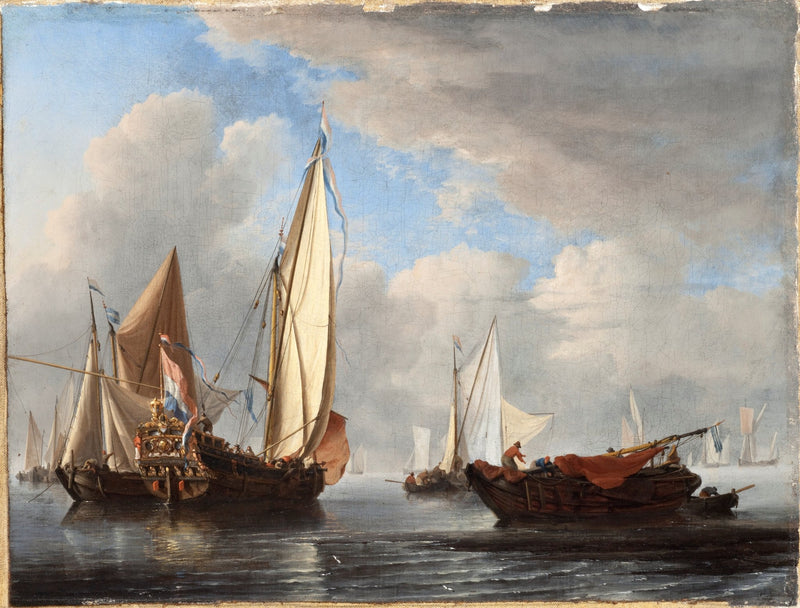 Nautical Oil Paintings - Dutch Yacht and Vessels in Calm Sea - Oil Painting Haven