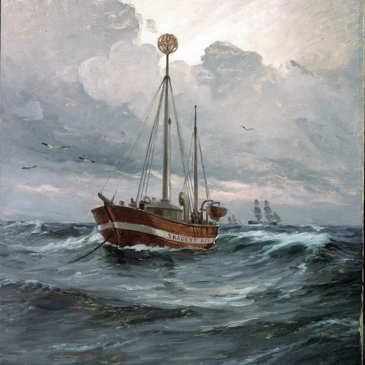 Nautical Oil Paintings - Fishing Boat in Stormy Seas - Oil Painting Haven