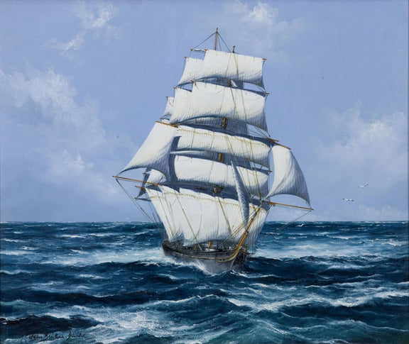 Nautical Oil Paintings - Grand Tall Ship on Open Sea - Oil Painting Haven