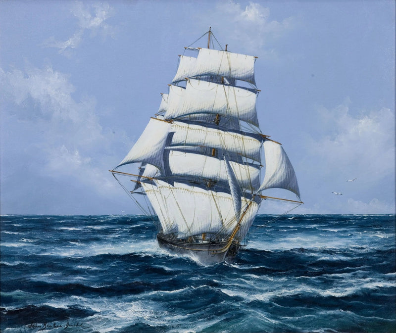 Nautical Oil Paintings - Grand Tall Ship on Open Sea - Oil Painting Haven