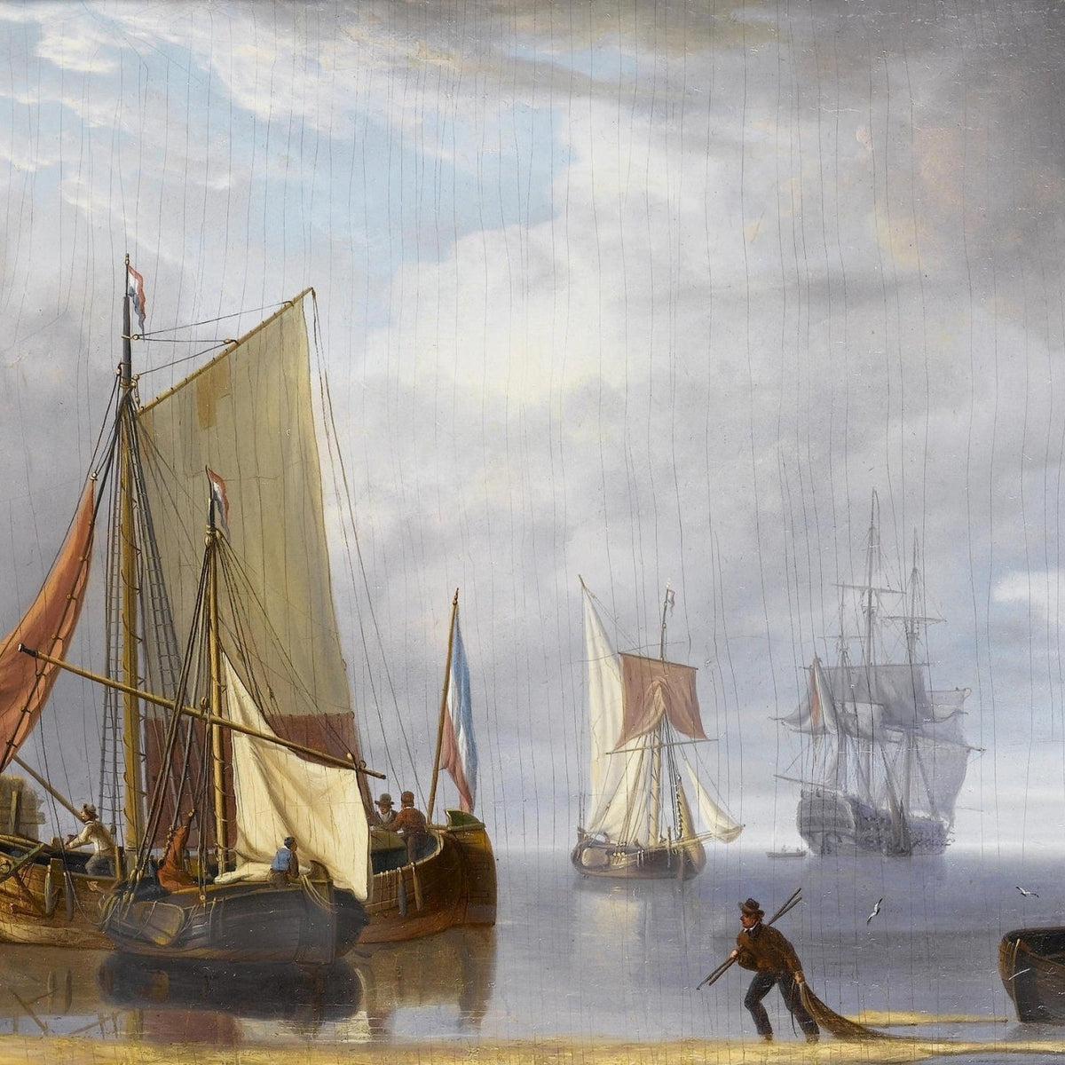 Nautical Oil Paintings - Harbor Boats in Calm Morning Mist - Oil Painting Haven