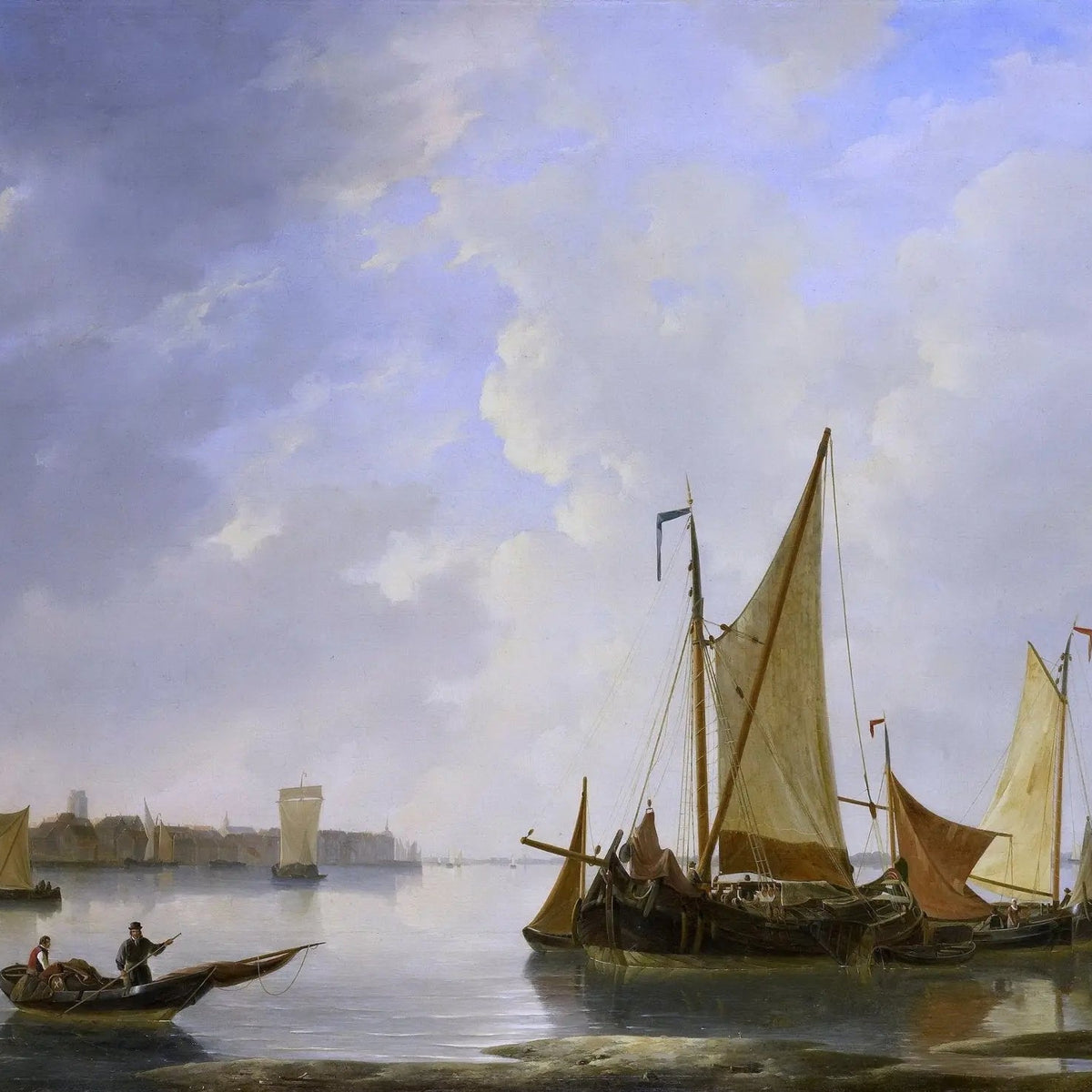 Nautical Oil Paintings - Harbor with Sailing Ships and Boats - Oil Painting Haven