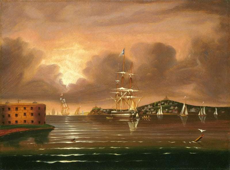 Nautical Oil Paintings - Harbor with Sailing Ships at Sunset - Oil Painting Haven