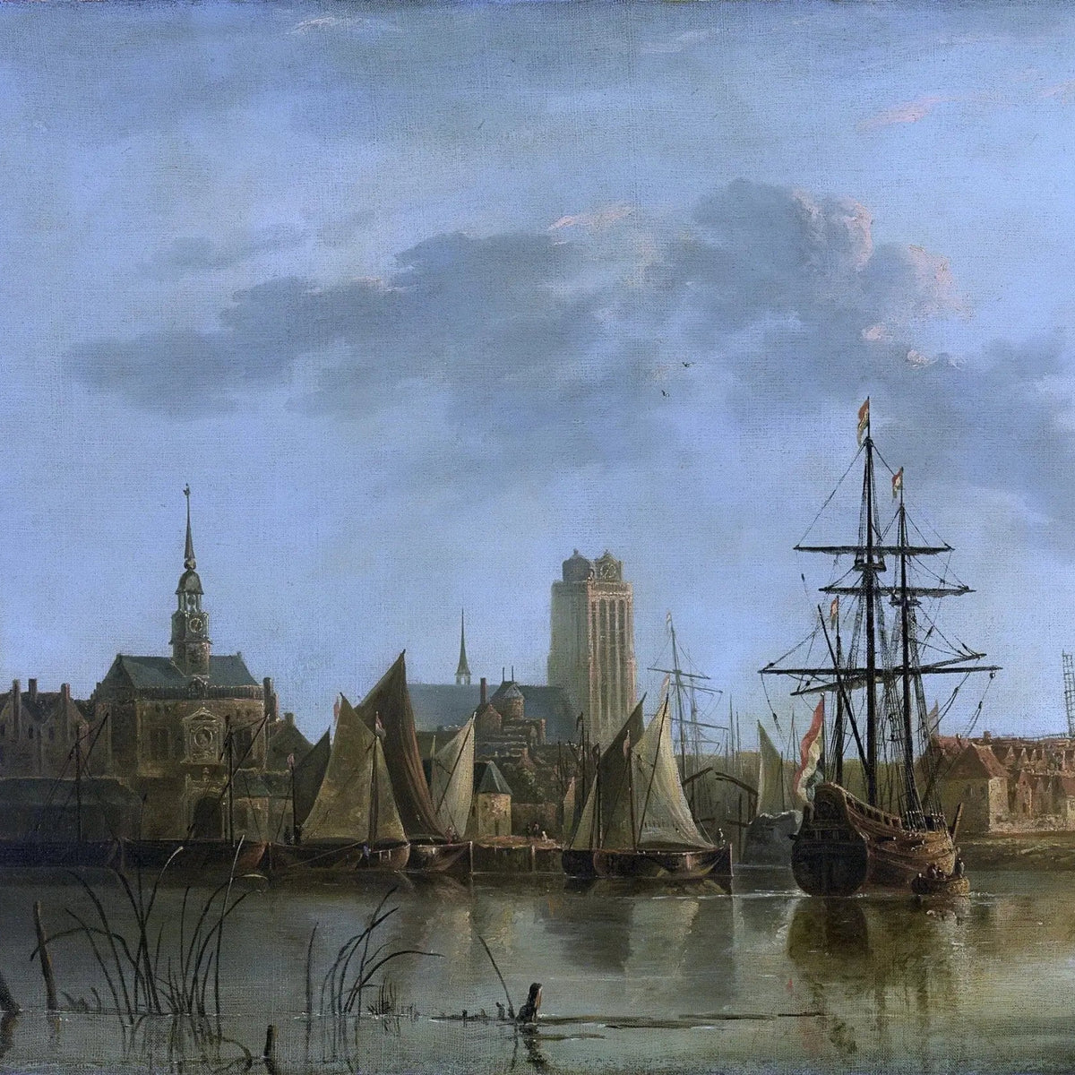 Nautical Oil Paintings - Historic Harbor with Sailing Ships - Oil Painting Haven