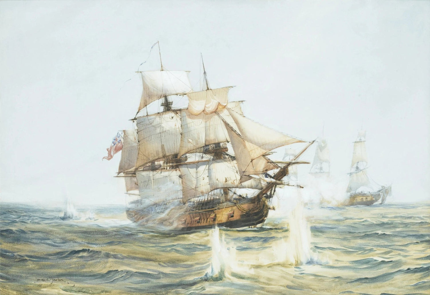 Nautical Oil Paintings - Historic Naval Battle at Sea Wall Art - Oil Painting Haven