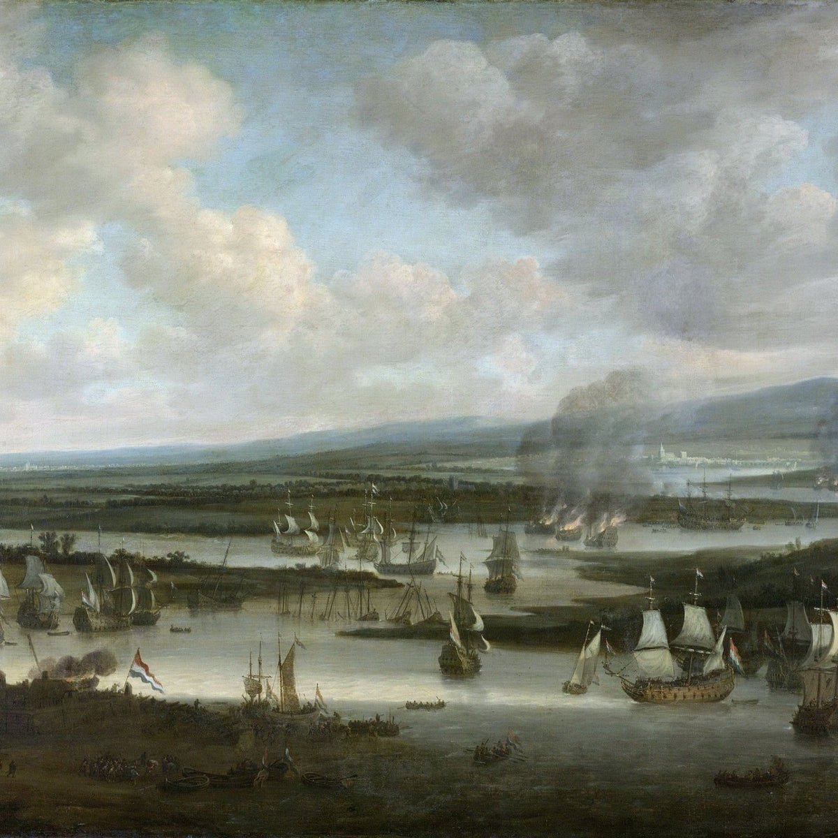 Nautical Oil Paintings - Historic Naval Fleet at Chatham - Oil Painting Haven