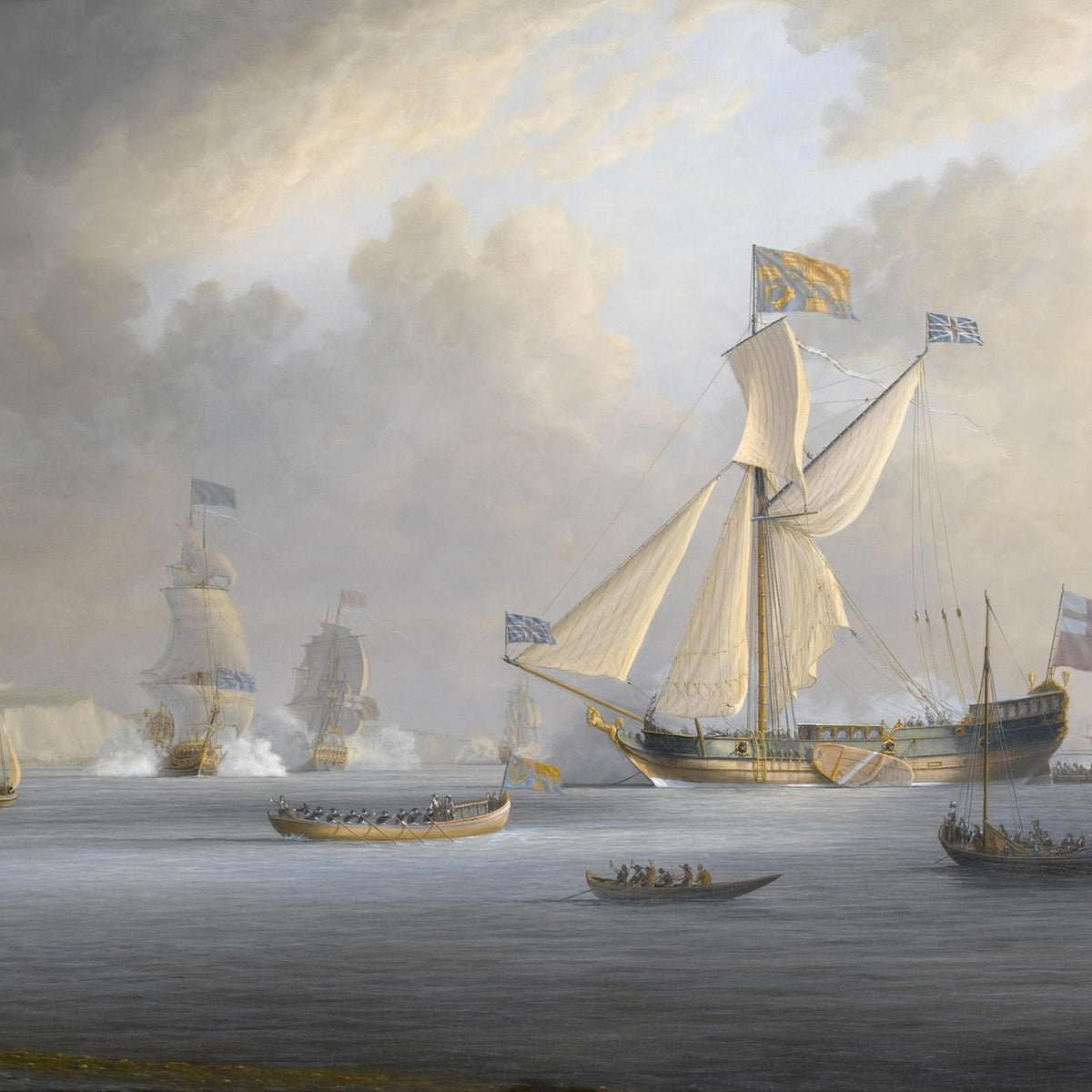 Nautical Oil Paintings - Historic Naval Fleet on Calm Seas - Oil Painting Haven