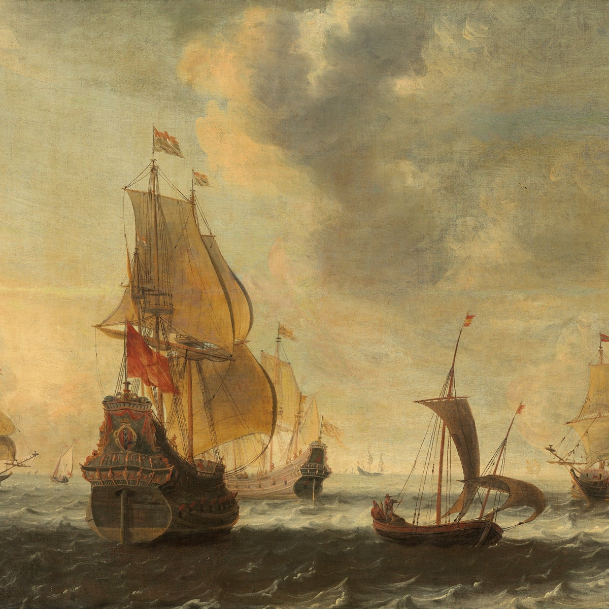 Hand-painted historic sailing ships at sea canvas art nautical oil painting on canvas
