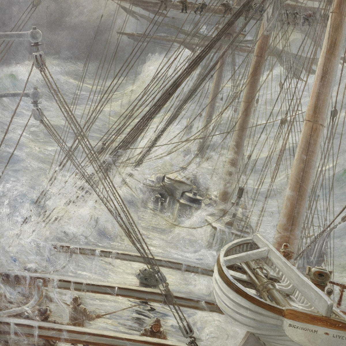 Hand-painted historic warship in quiet harbor light nautical oil painting on canvas