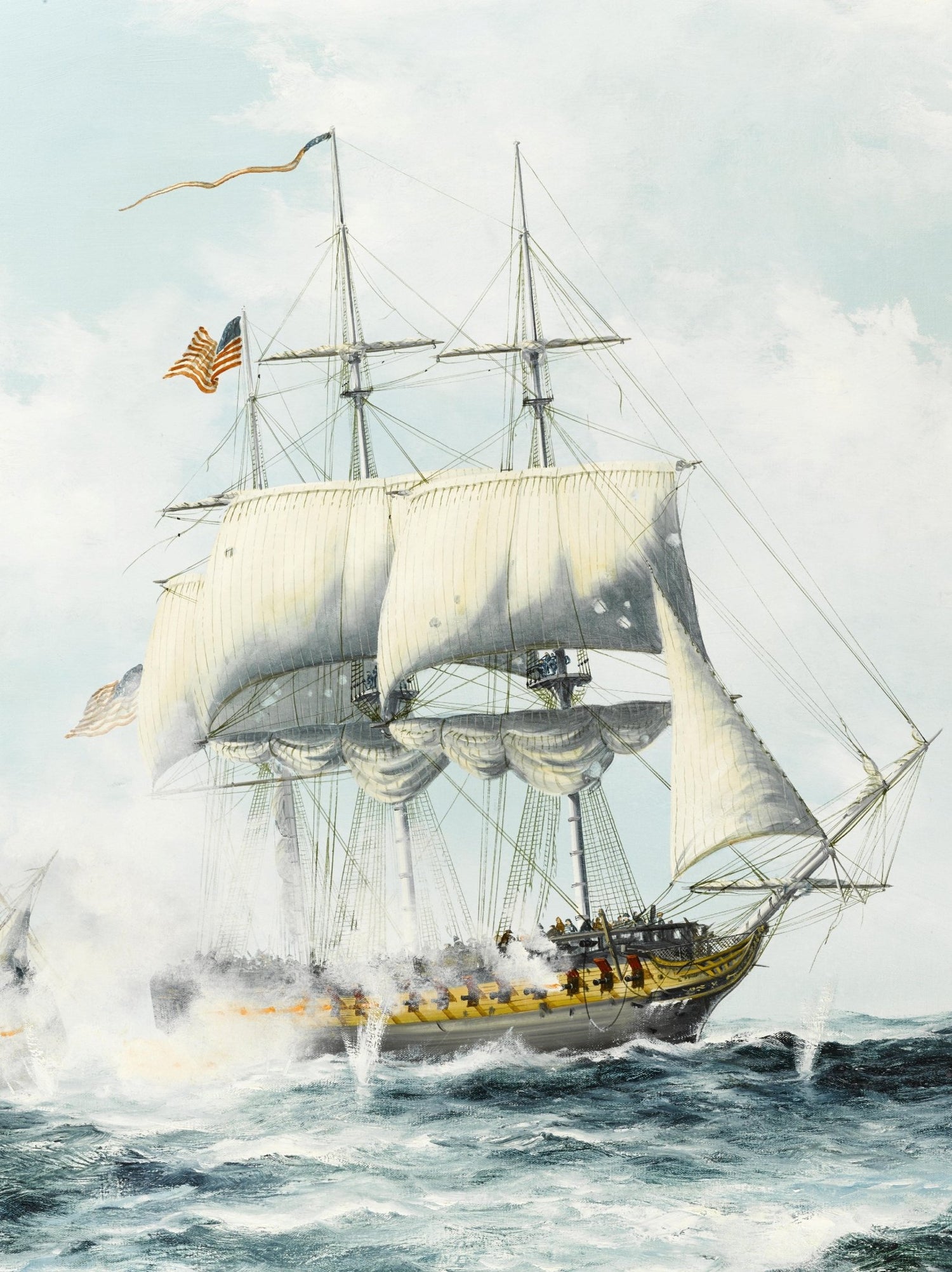 Nautical Oil Paintings - Historic Warship Under Full Sail - Oil Painting Haven