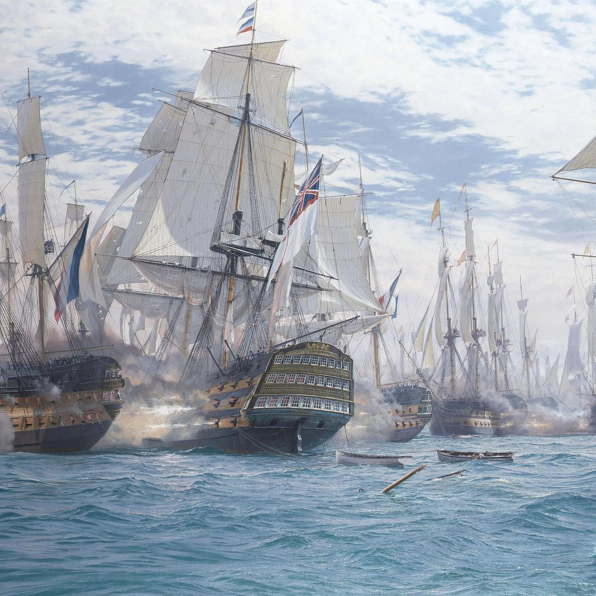 Nautical Oil Paintings - Large Naval Battle Scene - Oil Painting Haven