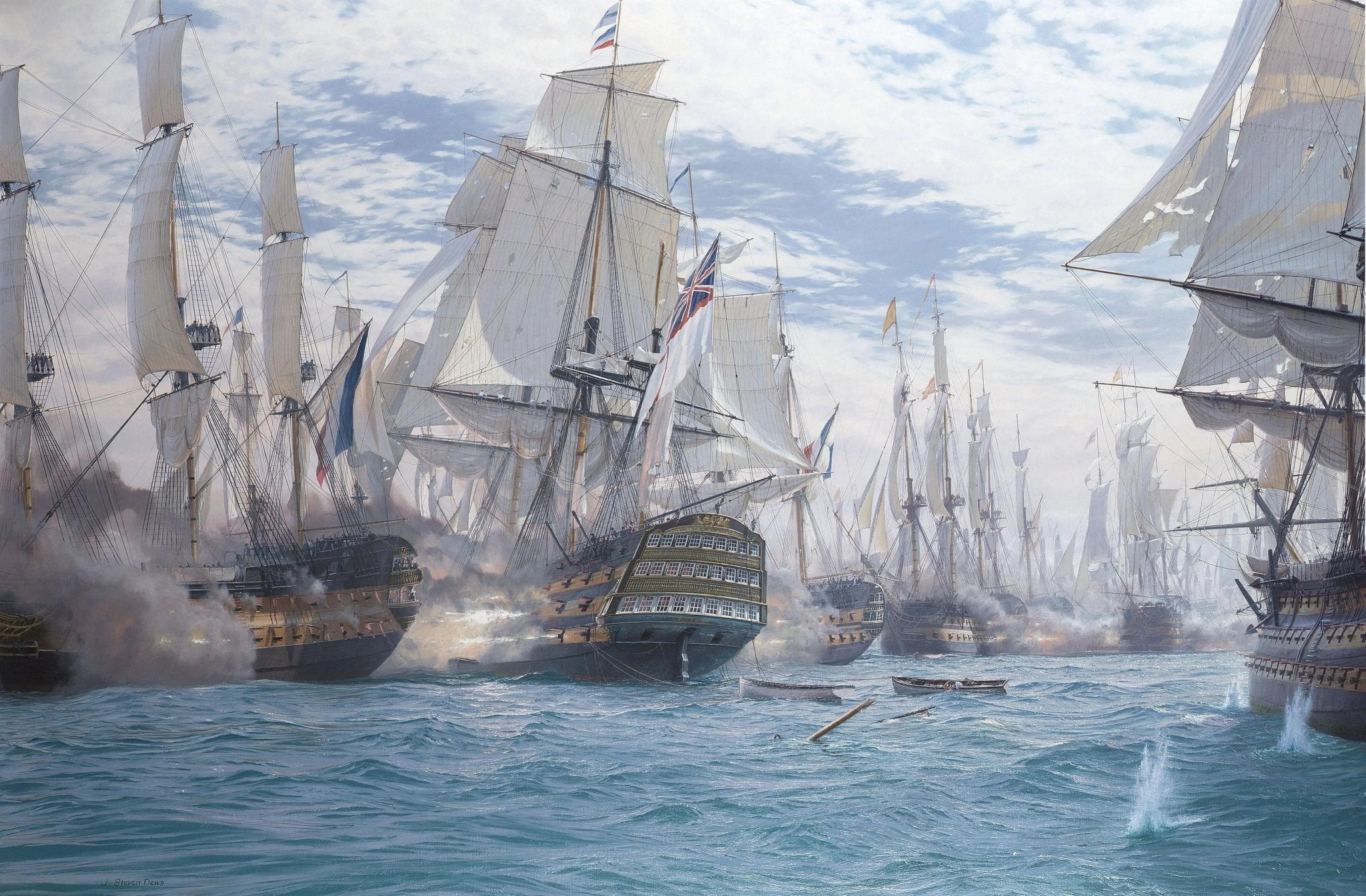 Nautical Oil Paintings - Large Naval Battle Scene - Oil Painting Haven