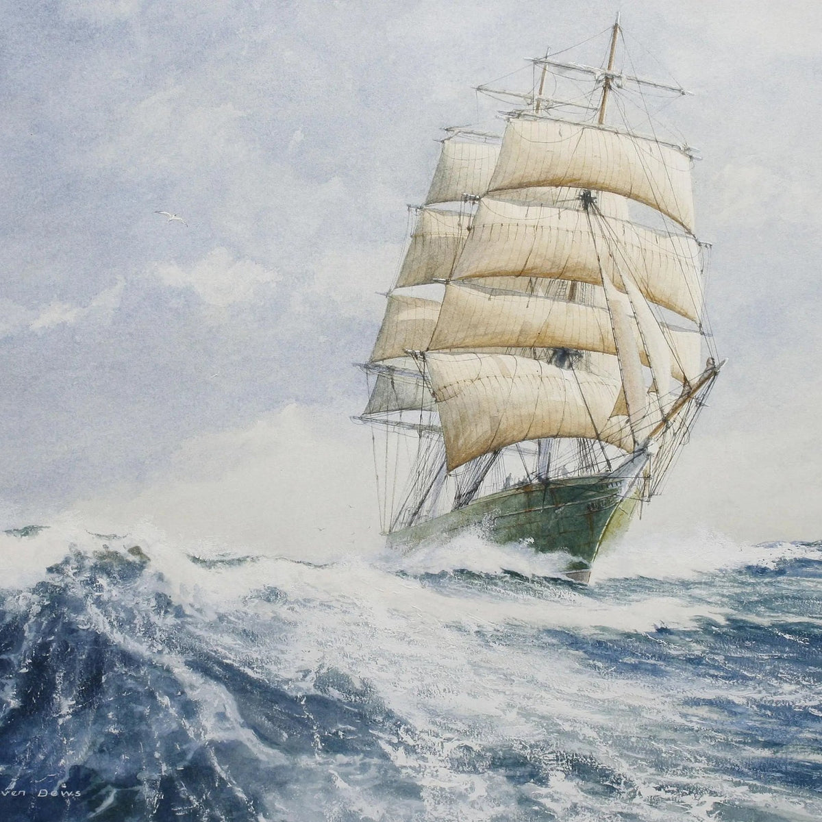 Nautical Oil Paintings - Majestic Tall Ship in Heavy Seas Wall Art - Oil Painting Haven