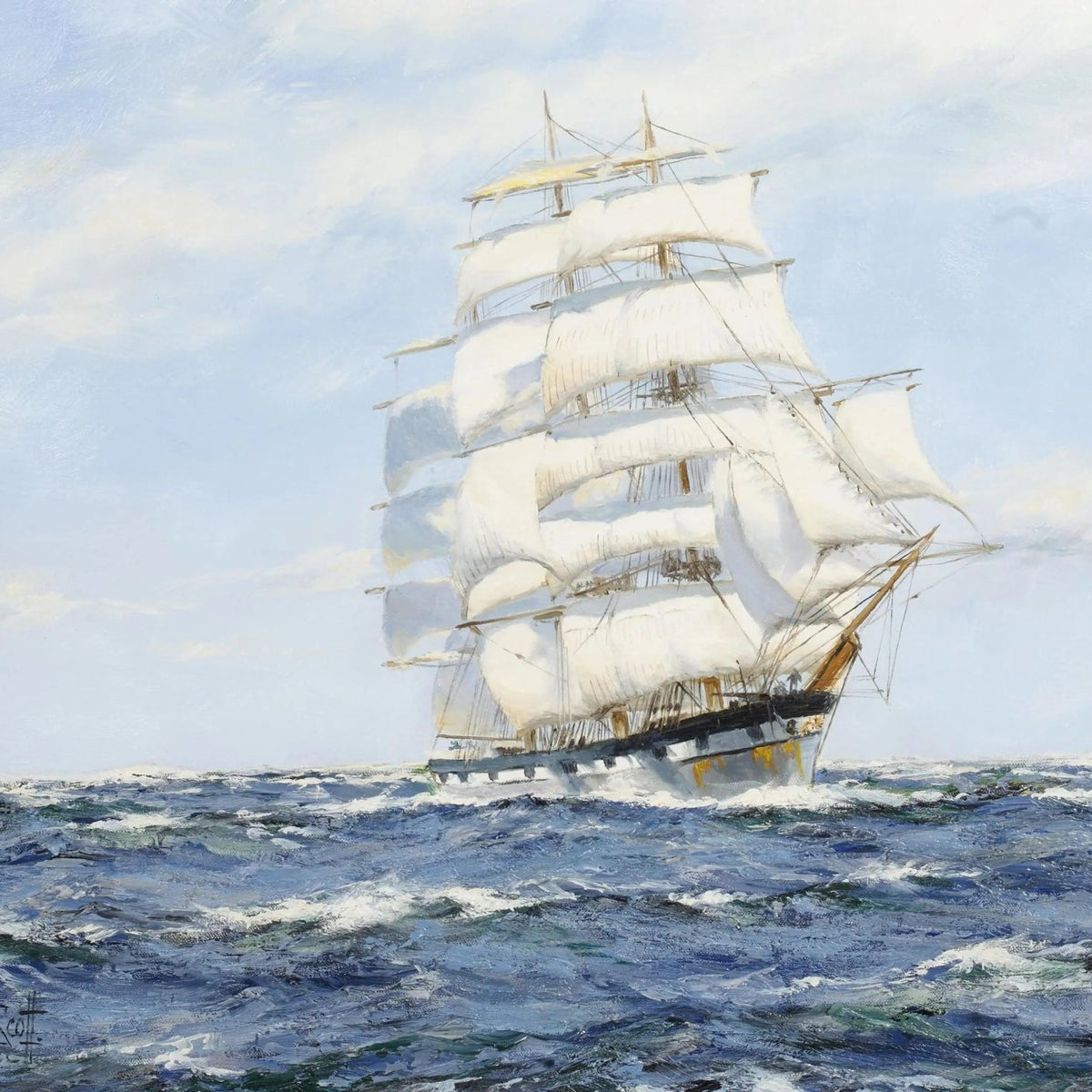 Nautical Oil Paintings - Majestic Tall Ship in Stormy Seas Wall Art - Oil Painting Haven