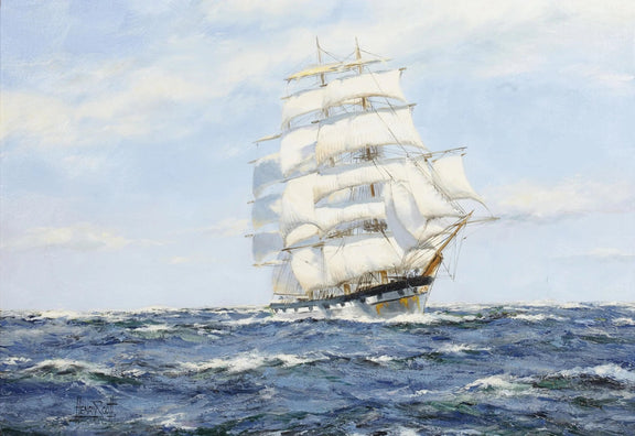 Nautical Oil Paintings - Majestic Tall Ship in Stormy Seas Wall Art - Oil Painting Haven