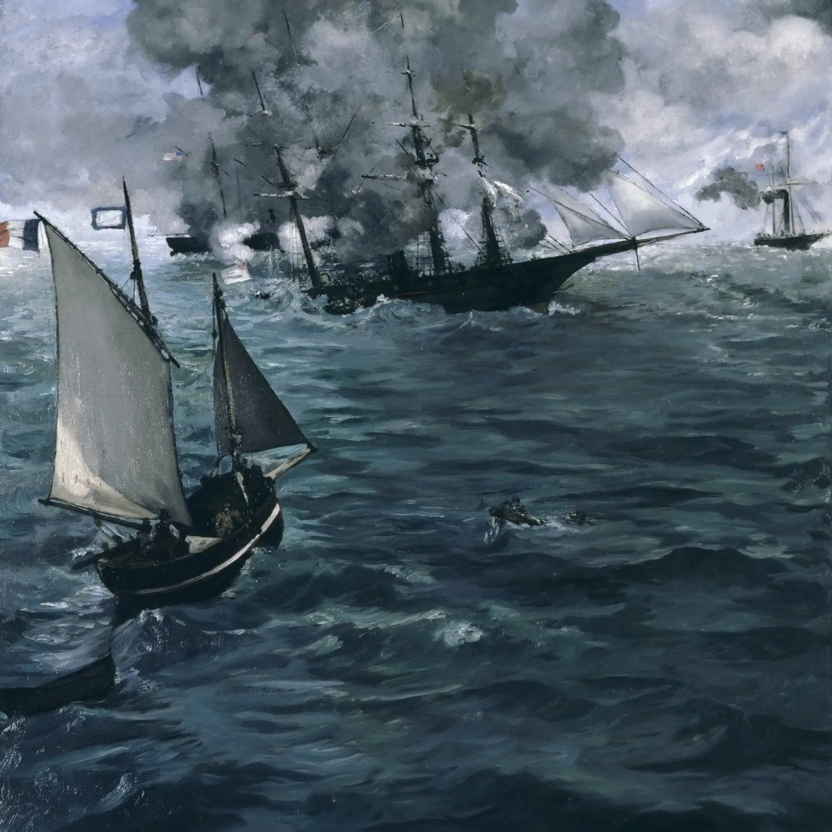 Nautical Oil Paintings - Naval Battle at Sea - Oil Painting Haven