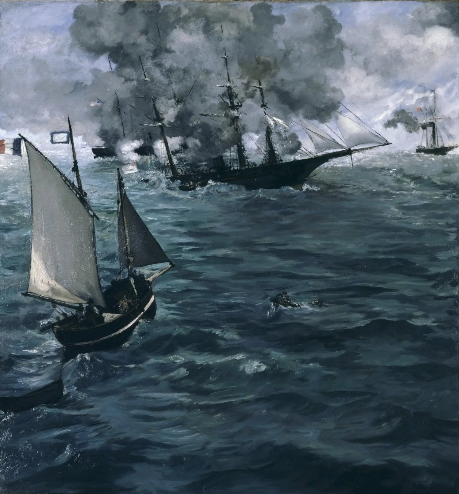 Nautical Oil Paintings - Naval Battle at Sea - Oil Painting Haven
