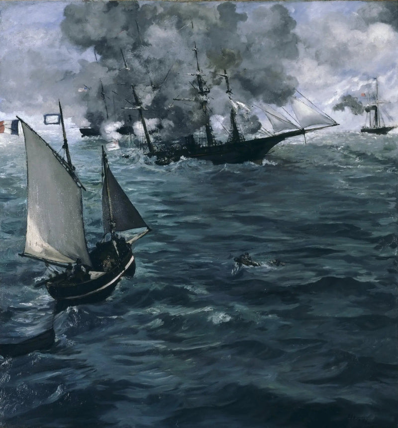 Nautical Oil Paintings - Naval Battle at Sea - Oil Painting Haven