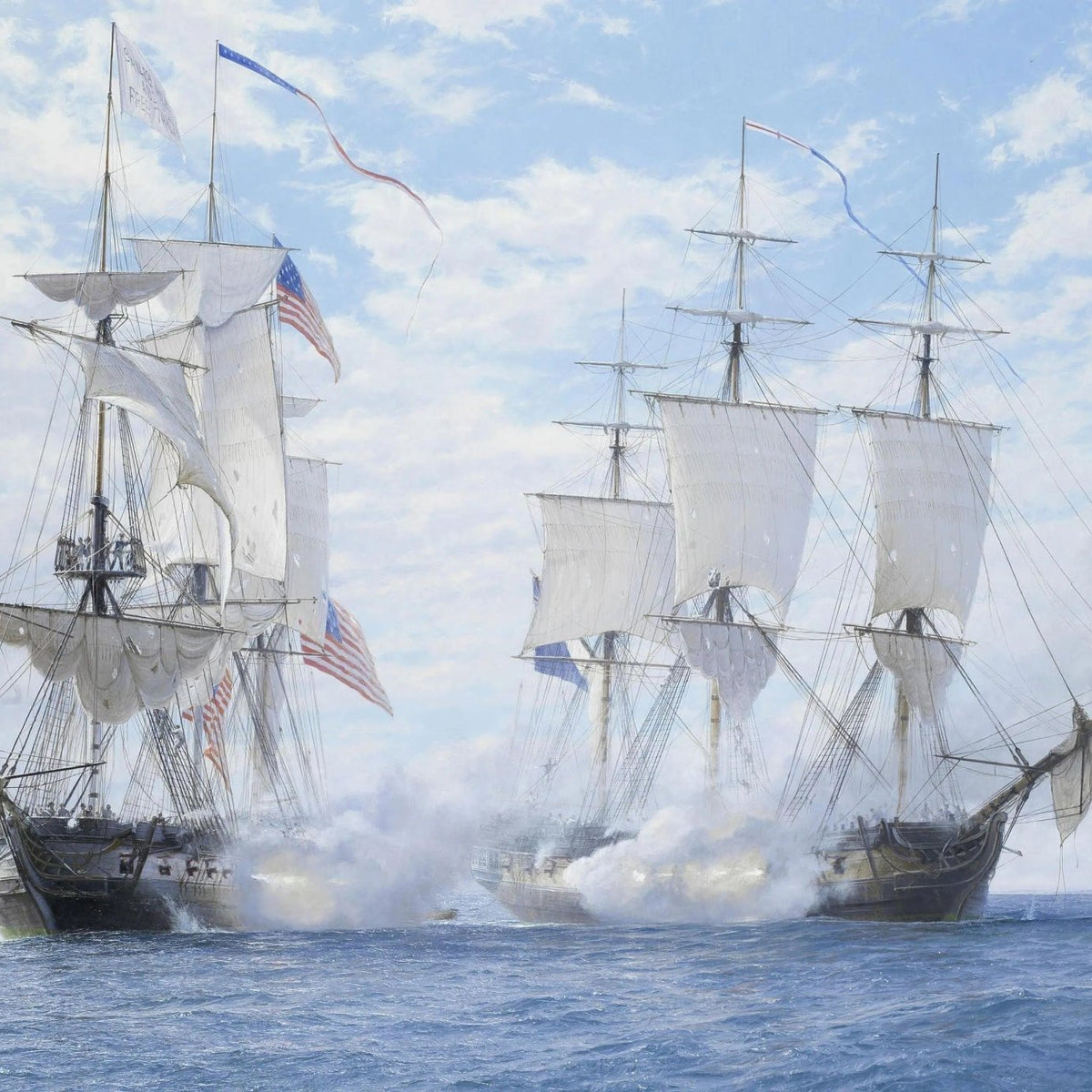 Nautical Oil Paintings - Naval Battle with American Ships - Oil Painting Haven