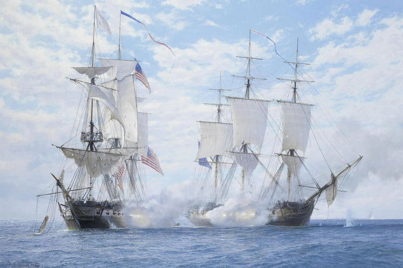 Nautical Oil Paintings - Naval Battle with American Ships - Oil Painting Haven
