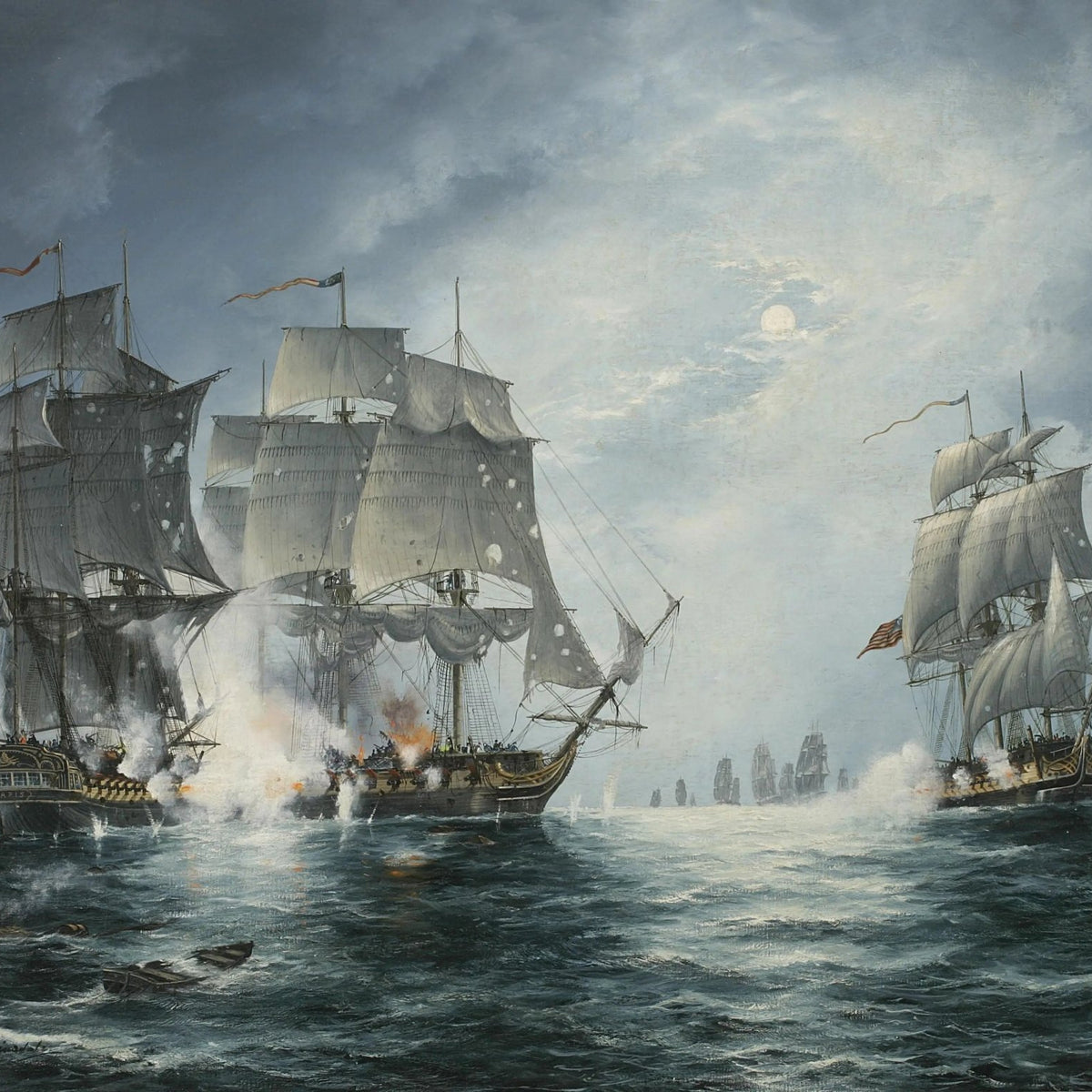 Nautical Oil Paintings - Naval Battle with Sailing Ships - Oil Painting Haven
