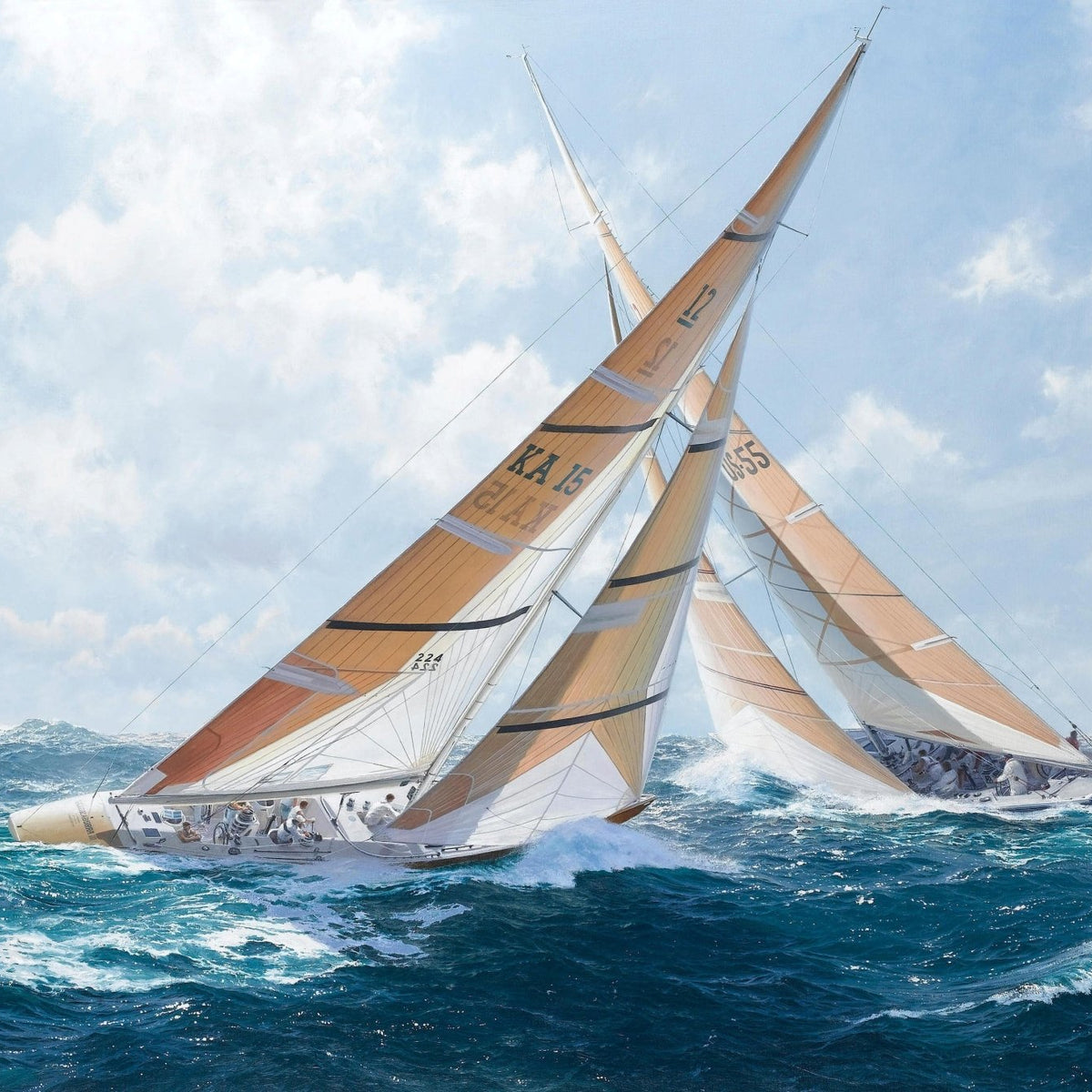 Nautical Oil Paintings - Naval Ships in Battle on Rough Sea - Oil Painting Haven