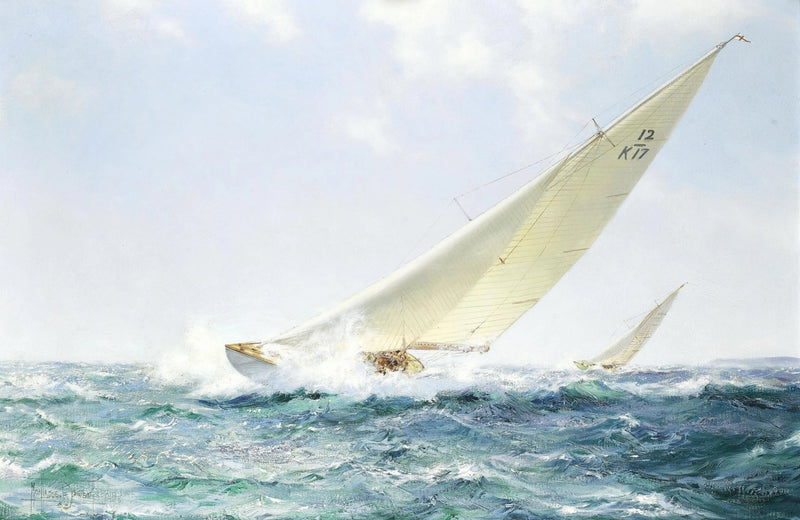 Nautical Oil Paintings - Sailboat Braving Rough Sea - Oil Painting Haven