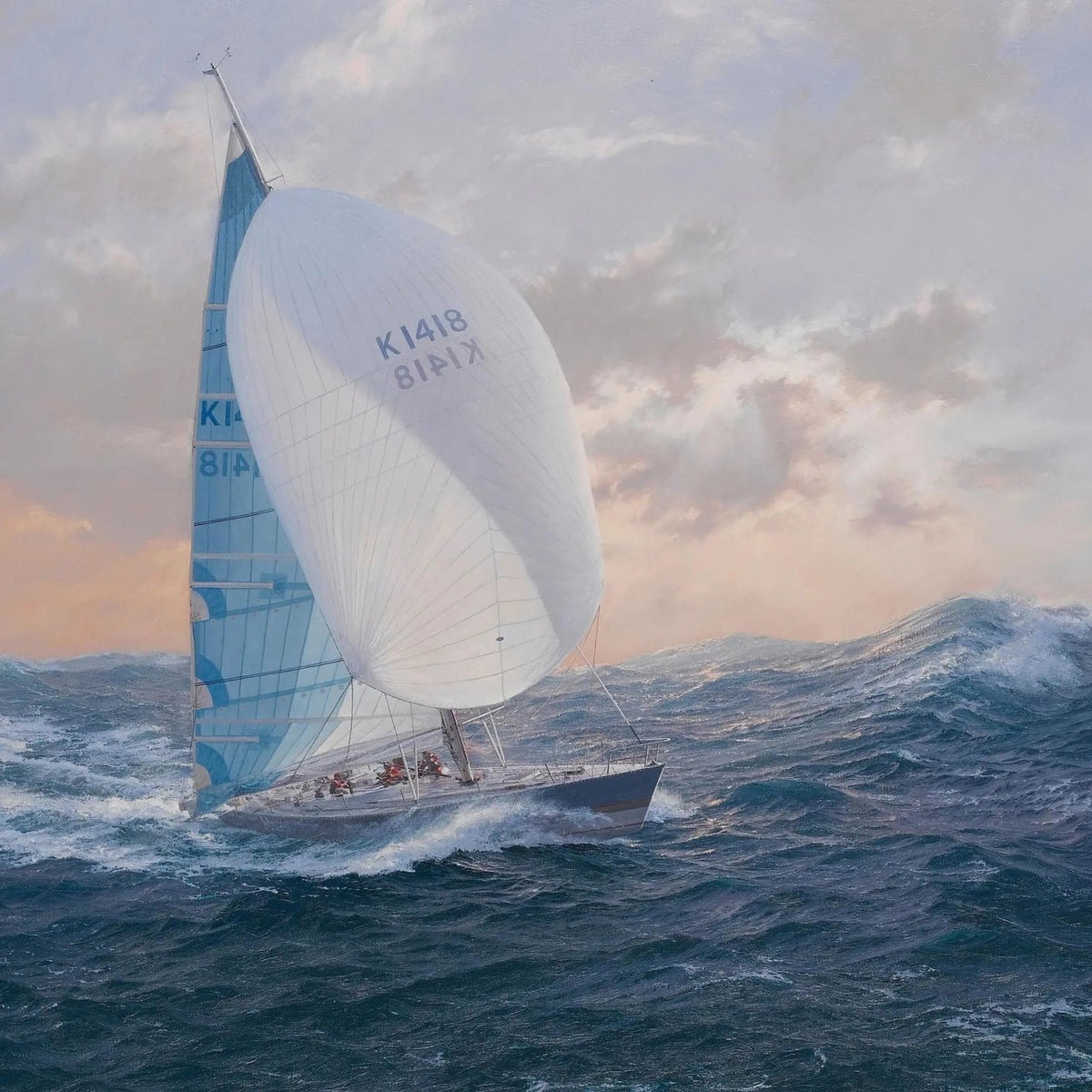 Nautical Oil Paintings - Sailboat in Stormy Sea - Oil Painting Haven