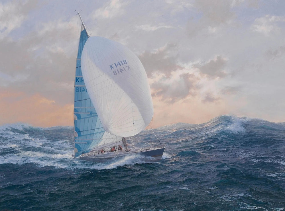 Nautical Oil Paintings - Sailboat in Stormy Sea - Oil Painting Haven