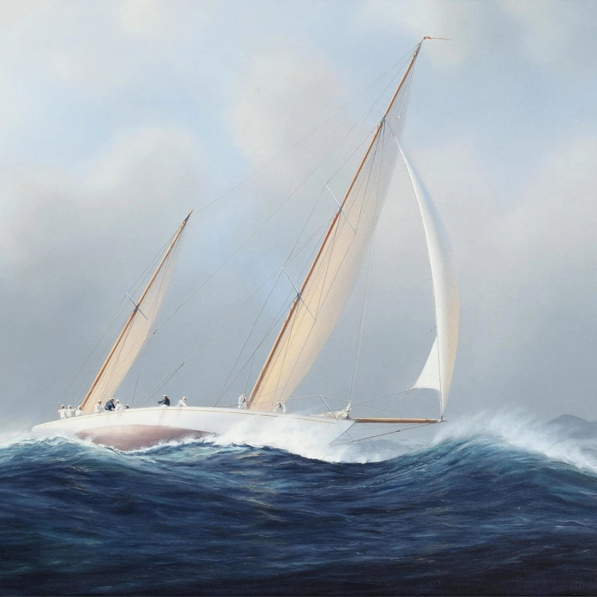 Nautical Oil Paintings - Sailboat on Stormy Sea - Oil Painting Haven